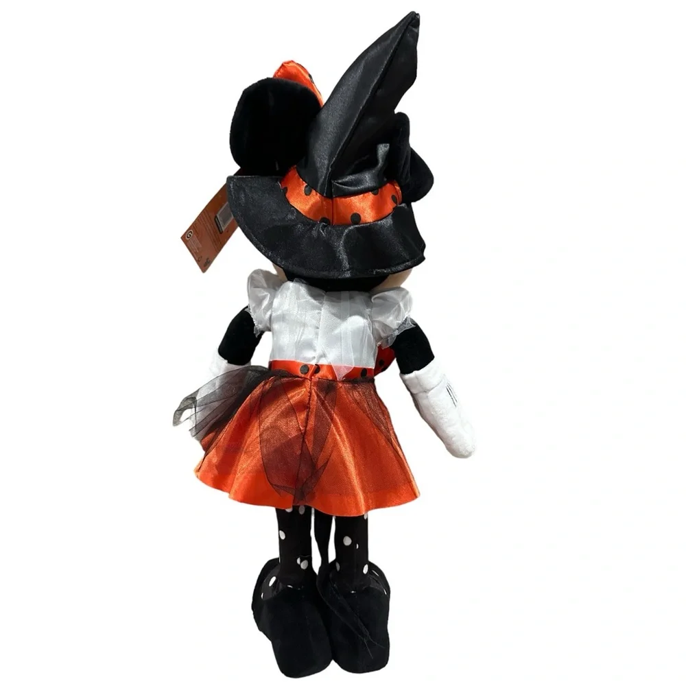Disney Minnie Mouse Witch Halloween Greeter 21” Black, Orange, Polka Dot. New